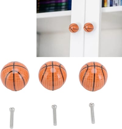 Basketbal Sportthema Keramische Ladeknoppen, Deurklinken voor Kasten en Dressoirs, Set van 3 voor Badkamer en Keuken (1.4x1.4x1.4in)