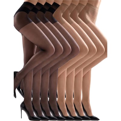 8 Paar Pak Hoge Taille Fijne Panty's Dames Ultra Dunne Transparante Zwarte Nude Panty's Multi Kleur Kousen Set M brown
