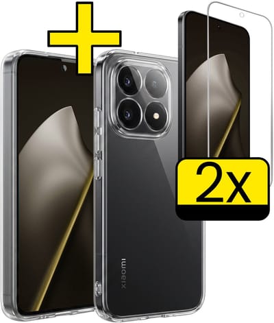 Hoesje - Met 2x Screenprotector - Geschikt voor Xiaomi 15T - Sterk & Shockproof - Back Cover - Siliconen Case - Telefoon Hoes - Telefoonhoesjes - Transparant