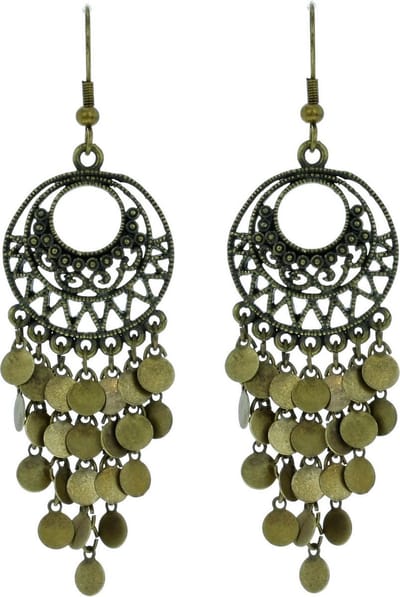 Behave - Oorbellen hanger oud-goudkleur rond - Vintage feeststijl 7,5 cm