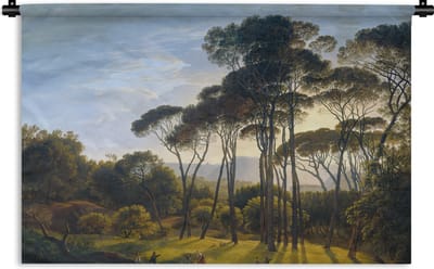 Wandkleed - Wanddoek - Italiaans landschap met parasoldennen - Kunst - Oude meesters - 180x120 cm - Wandtapijt