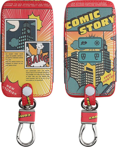 kwmobile autosleutel hoesje geschikt voor Renault 4-knops Smartkey autosleutel (alleen Keyless Go) - Autosleutel behuizing - Case in rood / blauw / geel - Comic Book design
