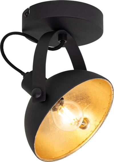 QAZQA magnax - Industriele Plafondspot | Spotje | Opbouwspot - 1 lichts - L 17.9 cm - Zwart Goud - Industrieel - Woonkamer