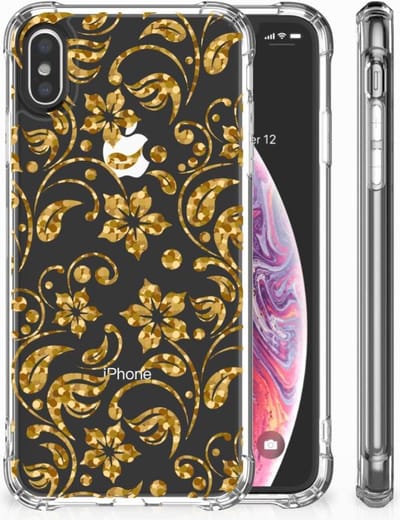 Apple iPhone X | Xs Case Gouden Bloemen