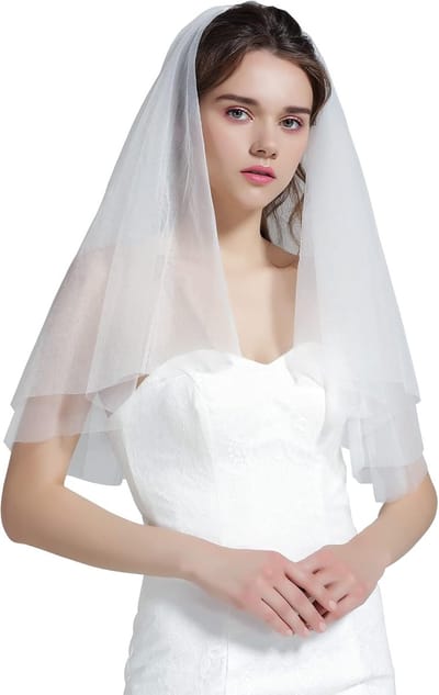 Bruidssluier Bruiloft - Sluier Bruid - Bruiloft Accessoire - Twee Lagen Zachte Tule - Lang Kort - Wit Ivoor