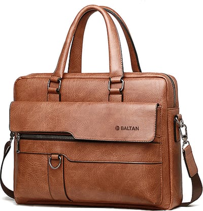 Baltan Leren Aktetas - Laptoptas - Tot 16 inch - Bruin - 10L - 38 X 29 X 10 CM