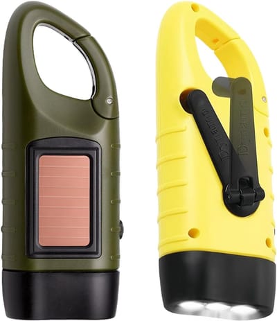 QORA® Zaklamp opwindbaar - Zaklamp - Zaklampen - Groen and Geel - 13cm x 5cm x 4cm