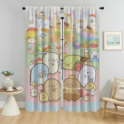 Verduisterend Gordijn voor Kamer 2 Panelen Sumikko Gurashi Gordijnen voor Slaapkamer Scheidingsgordijnen Home Interieur Gordijnen Woonkamer Keuken W50xH70cmx2pcs-CL