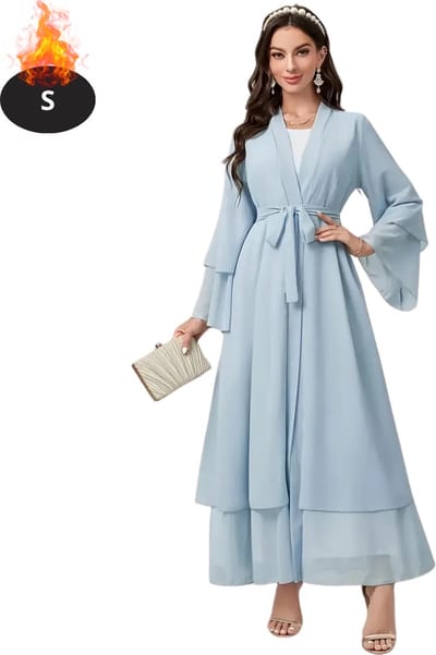 Bovista Islamitische Kleding - Djellaba Dames - Moslim Kleding - Arabisch Dames Kaftan - Alhamdulillah - Lichtblauw S