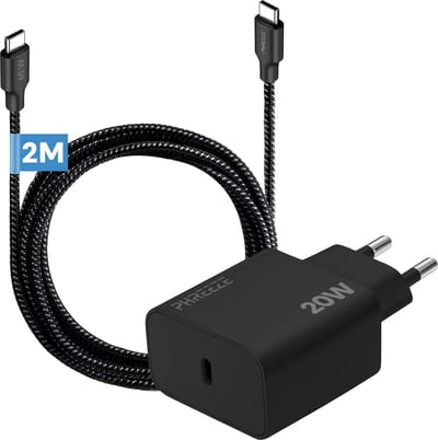 Phreeze usb C adapter 20 w met usb C naar usb C kabel 2 meter - Power Delivery snellader voor telefoon en tablet