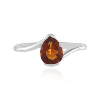 Cavill - Zilveren Ring 925 Sterling Zilver Gerhodineerd - Madeira Citrien 0 923 ct Peervormig Brazilië - Verstelbare Elegante Damesring Warm Oranje