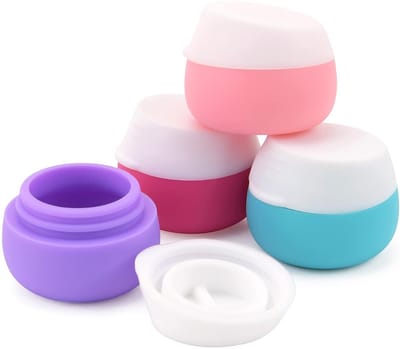 4 stuks Reis Cosmetica Potjes met Deksel - Lege Zalfpotjes - Siliconen Reisflesjes Set Handbagage - Reisflacons Navulbaar - 20 ML