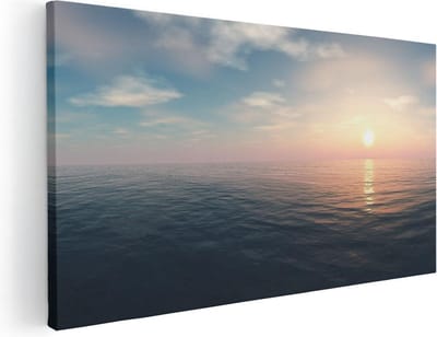 Artaza Canvas Schilderij Zee - 40x20 cm - Klein - Wanddecoratie Zonsondergang - Muurdecoratie Woonkamer - Schilderijen Op Canvas
