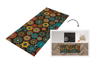 Keukenloper - Loper keuken - Bohemian - Vintage - Bloem - Flora - 120x50 cm - Keukenloper vinyl