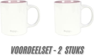 Gusta Beker 300ml Wit/Roze Enjoy 2 stuks