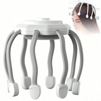 Hoofdmassager Hoofdhuid Massager Hoofdkrabber Cadeau 8 Vibratiecontacten 360 Graden 3 Modi Hoofdhuid Massage Klauwen Voor Diepe Slaap wit