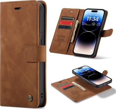Casemania Hoesje Geschikt voor Apple iPhone 13 Pro Sienna Brown - 2 in 1 Magnetic Book Case