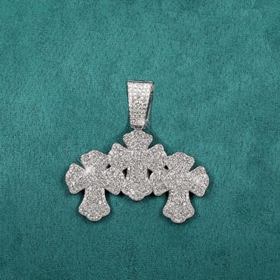 Nieuwe Hip Hop Gestapelde Kruis Hanger Tennis Ketting Ketting, met Cubaanse Ketting Kruisen Kettingen Mode Sieraden, Voor Mannen En Vrouwen blue
