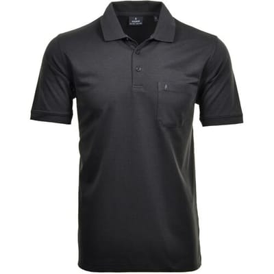 Ragman Softknit Poloshirt Breast Pocket Pima Cotton Mix Antraciet / male