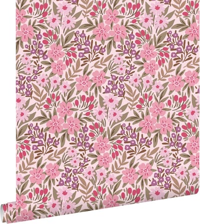 ESTAhome behang bloemen paars en roze - 50 x 900 cm - 131446