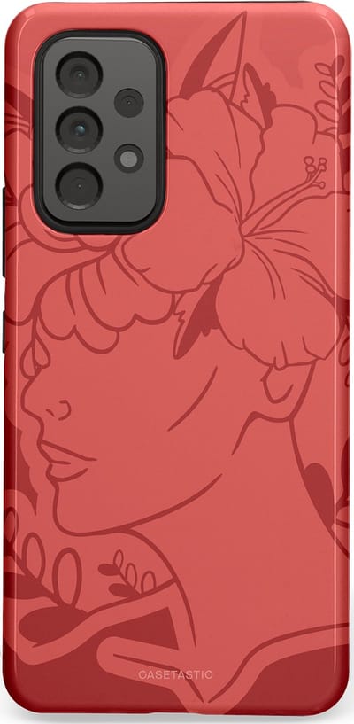 Casetastic hoesje geschikt voor Samsung Galaxy A53 (2022) 5G - Dubbellaagse bescherming - Bloemenfluistering - Fashion Case - Koraal Terracotta