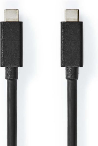 Nedis USB-Kabel - USB 3.2 Gen 2x2 - USB-C Male - USB-C Male - 100 W - 4K@60Hz - 20 Gbps - Vernikkeld - 2.00 m - Rond - PVC - Zwart - Envelop
