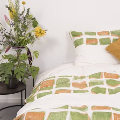 SENZATIONE 100% Katoen Percaline Dekbedovertrek 200x200/220-2x60x70 cm BELICIA GROEN