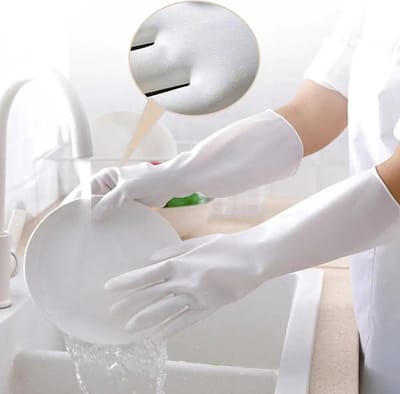 Waledano® Siliconen Handschoenen - Hittebestendig Voor Huishouden - Huishoudelijke Handschoenen - Afwashandschoenen - Handschoenen Waterdichte - Wit - Maat L