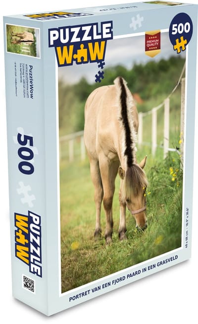Puzzel Portret van een fjord paard in een grasveld - Legpuzzel - Puzzel 500 stukjes