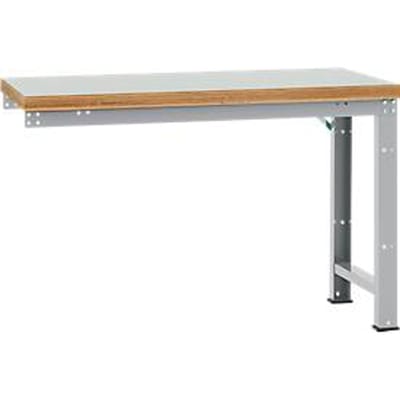 Manuflex aanbouw-werkbank Profi standaard, tafelblad kunststof, 1500 x 700 mm, aluminium zilver