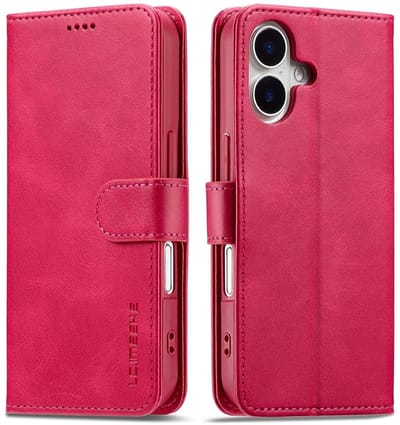 LC.IMEEKE Hoesje - Geschikt voor iPhone 17 Hoesje - LC.IMEEKE Luxe Book Case - Roze