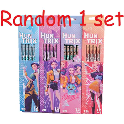 12 Stuks/Set K-POP Demon Hunters Filmkarakter Zwarte Potloden Student Kantoorbenodigdheden en Cadeau Hoge Kwaliteit gray