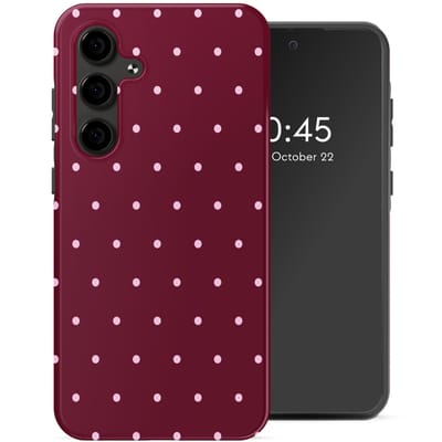 Selencia Hoesje - Geschikt voor Samsung Galaxy S24 FE - Backcover - Happy Dots Burgundy