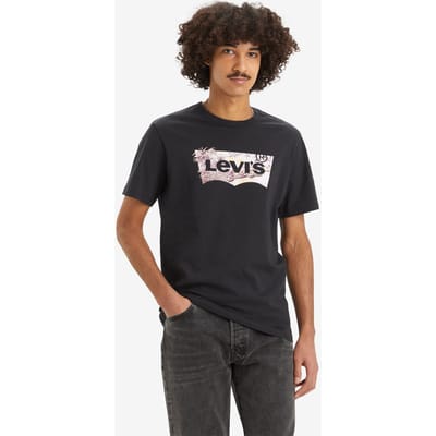 Levi's Graphic Crewneck Tee Tropical Batwing Caviar Maat: S | T-shirts met Print Outlet | Heren | Zwart