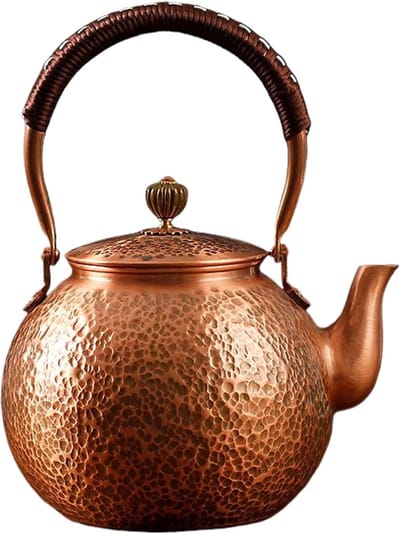 Koperen Theeketel - Waterkoker Keuken - Thee Zetten - Handgemaakt Gehamerd - 21 x 10 x 10 cm - Koperkleurig