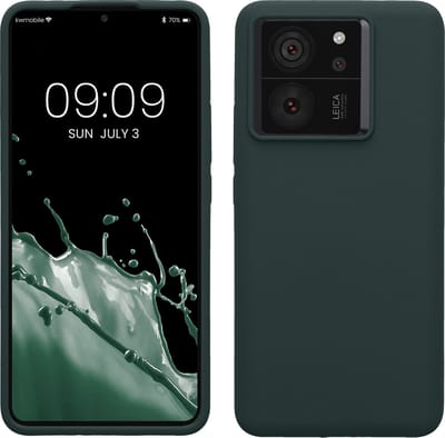 kwmobile telefoonhoesje geschikt voor Xiaomi 13T / 13T Pro - Hoesje met siliconen coating - Smartphone case in mosgroen
