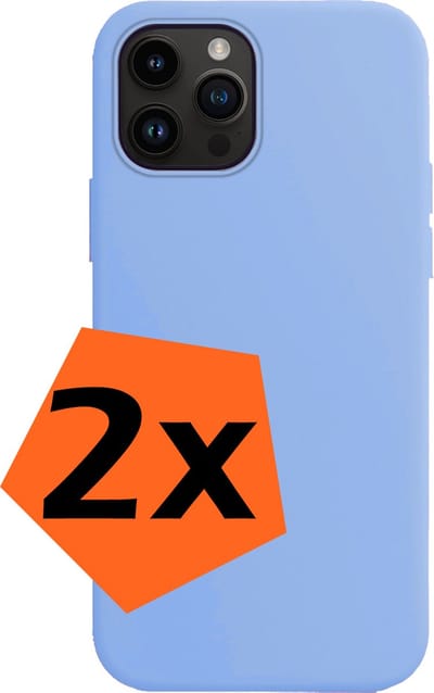 Hoes - 2 Stuks - Geschikt voor Apple iPhone 15 Pro - Sterk & Shockproof - Case Siliconen - Back Cover - Telefoon Hoes - Lichtblauw