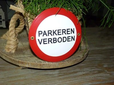 Emaille bord 'Verboden parkeren' rond