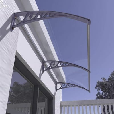 Polycarbonaat Luifel - Entree afdak - Bescherming tegen weer - Geluidreducerend ontwerp - 61 x 1295 cm - Grijs