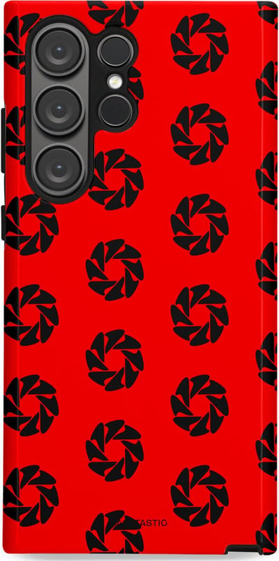 Casetastic hoesje geschikt voor Samsung Galaxy S23 Ultra - Dubbellaagse bescherming - Zwarte Sterren op Rood - Fashion Case - Rood Zwart