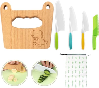 5-delige kinderkeukenmessenset voor peuters - Veilig en leuk koken met veelzijdige kindermessen en snijplank