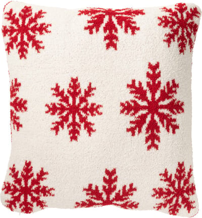 J-Line kussen Sneeuwvlokken - polyresin - rood/wit