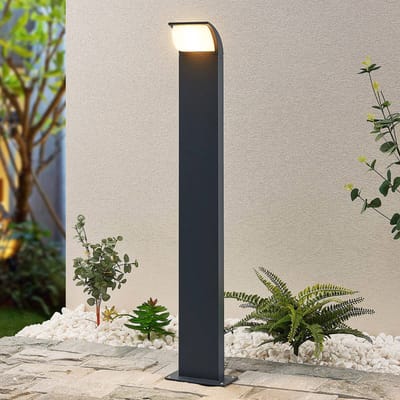 Lucande - LED buitenlamp - 1licht - Aluminium, polycarbonaat - H: 80 cm - antraciet, wit - Inclusief lichtbron