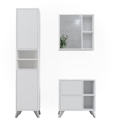 Vicco Badkamermeubelset Leano, Wit, 3-delig