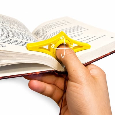 Boekpaginahouder – Duimring Leeshulp 25 mm – Paginahouder voor Boeken – Ergonomische Leesaccessoire – Handsfree Lezen – Geel