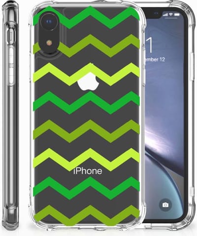 Back Cover voor Apple iPhone Xr Doorzichtige Silicone Hoesje Zigzag Groen