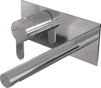 Brauer Chrome Edition inbouw wastafelmengkraan met rechte uitloop en afdekplaat model D2 chroom