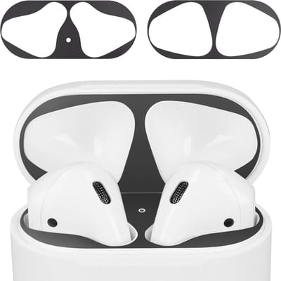 kwmobile anti-stof sticker geschikt voor Apple Airpods 1 & 2 - Stofbeschermer in zwart