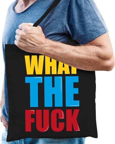 What the fuck cadeau tas zwart voor heren cadeau katoenen tas zwart voor heren - kado tas / tasje / shopper