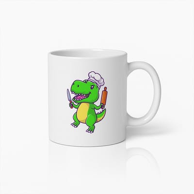 Grappige Chef Dino Cartoon Mok – Schattige Kookliefhebber Koffiebeker voor Kinderen en Volwassenen